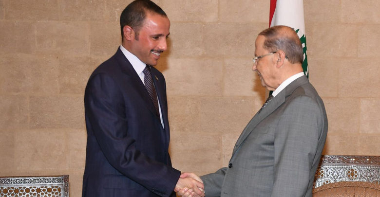 الرئيس اللبناني يستقبل رئيس مجلس الأمة مرزوق الغانم