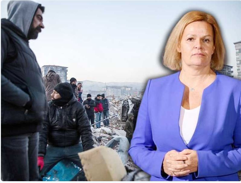 وزيرة الداخلية الألمانية: منح تأشيرات مدتها 3 أشهر للسوريين والأتراك المتضررين من الزلزال